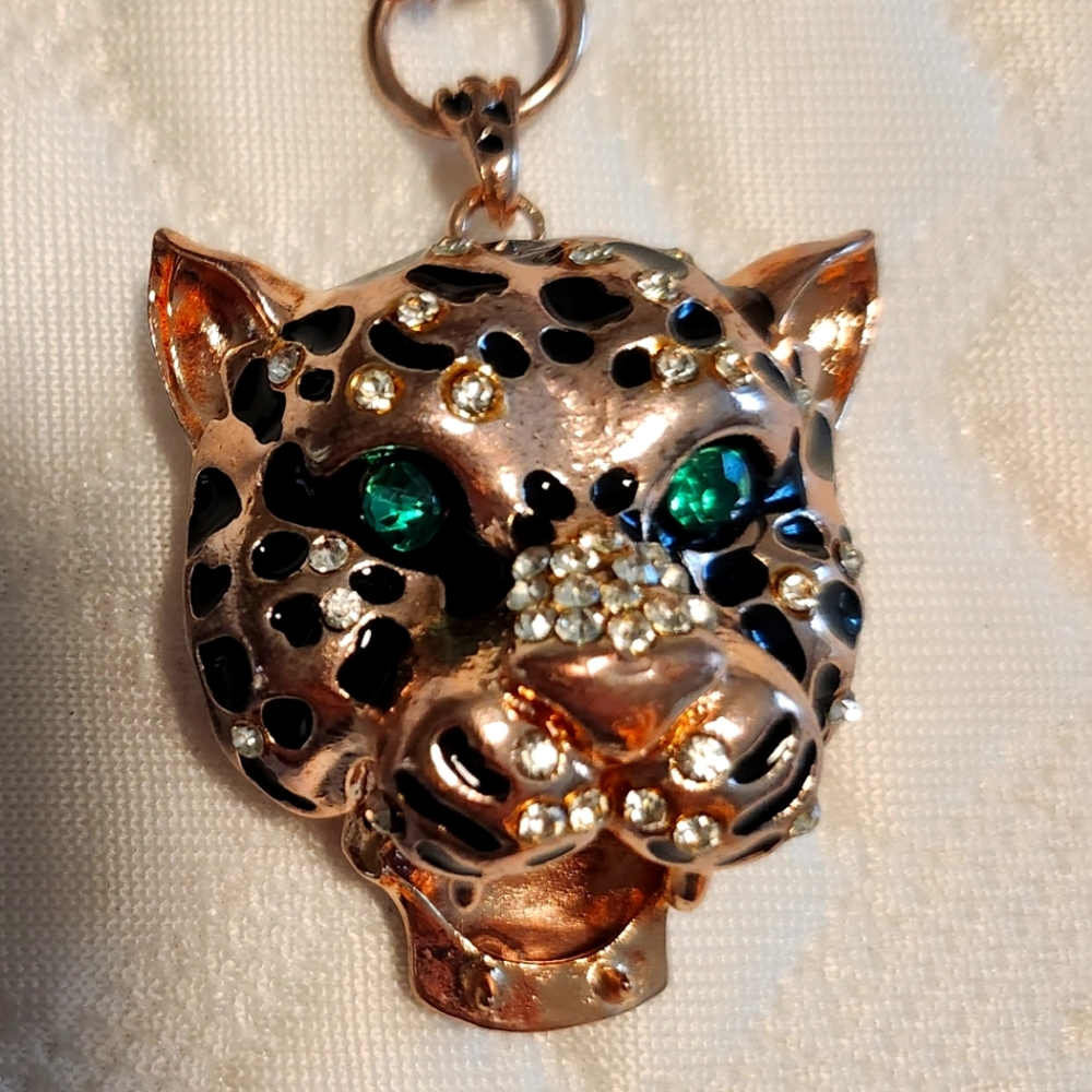 Gold Tone Leopard Necklace